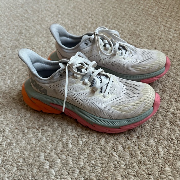 Hoka One One Women's White and Pink Athletic Shoes - Picture 4 of 8